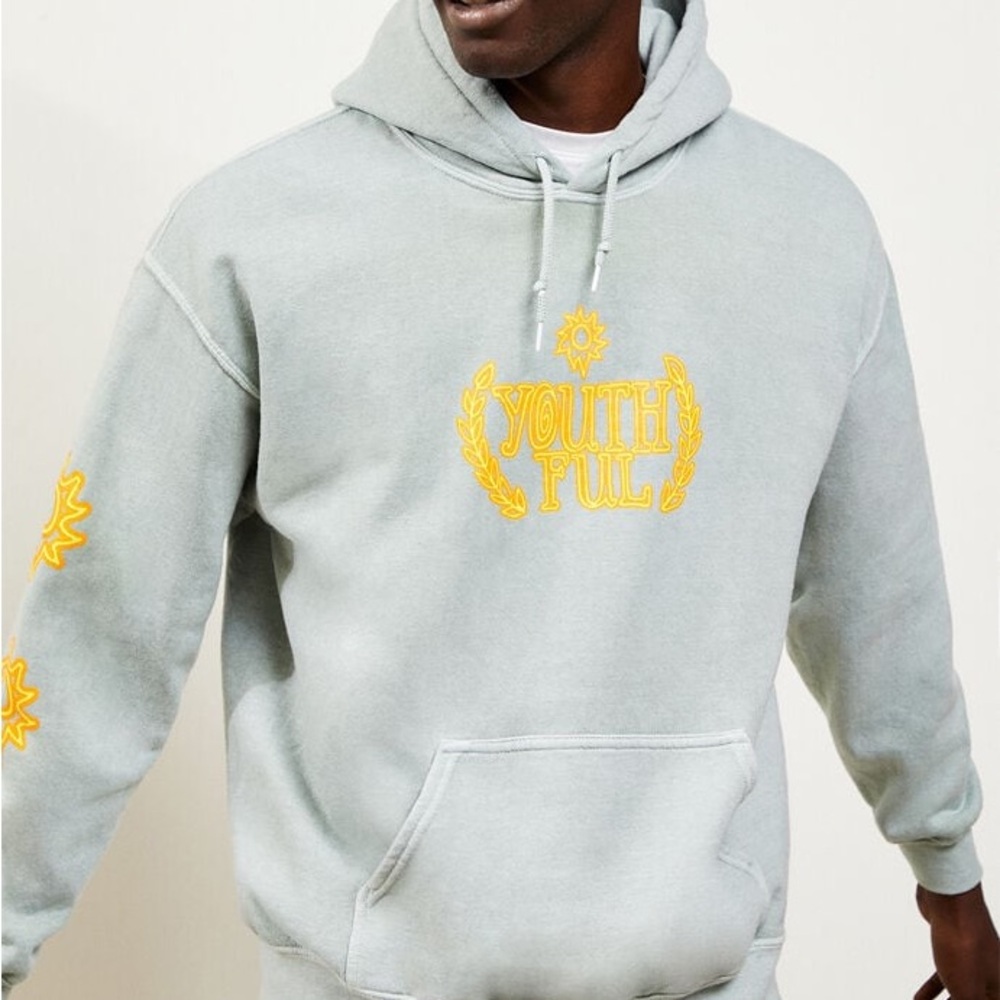 Pacsun Youthfull Green/Gray Hoodie Sweatshirt